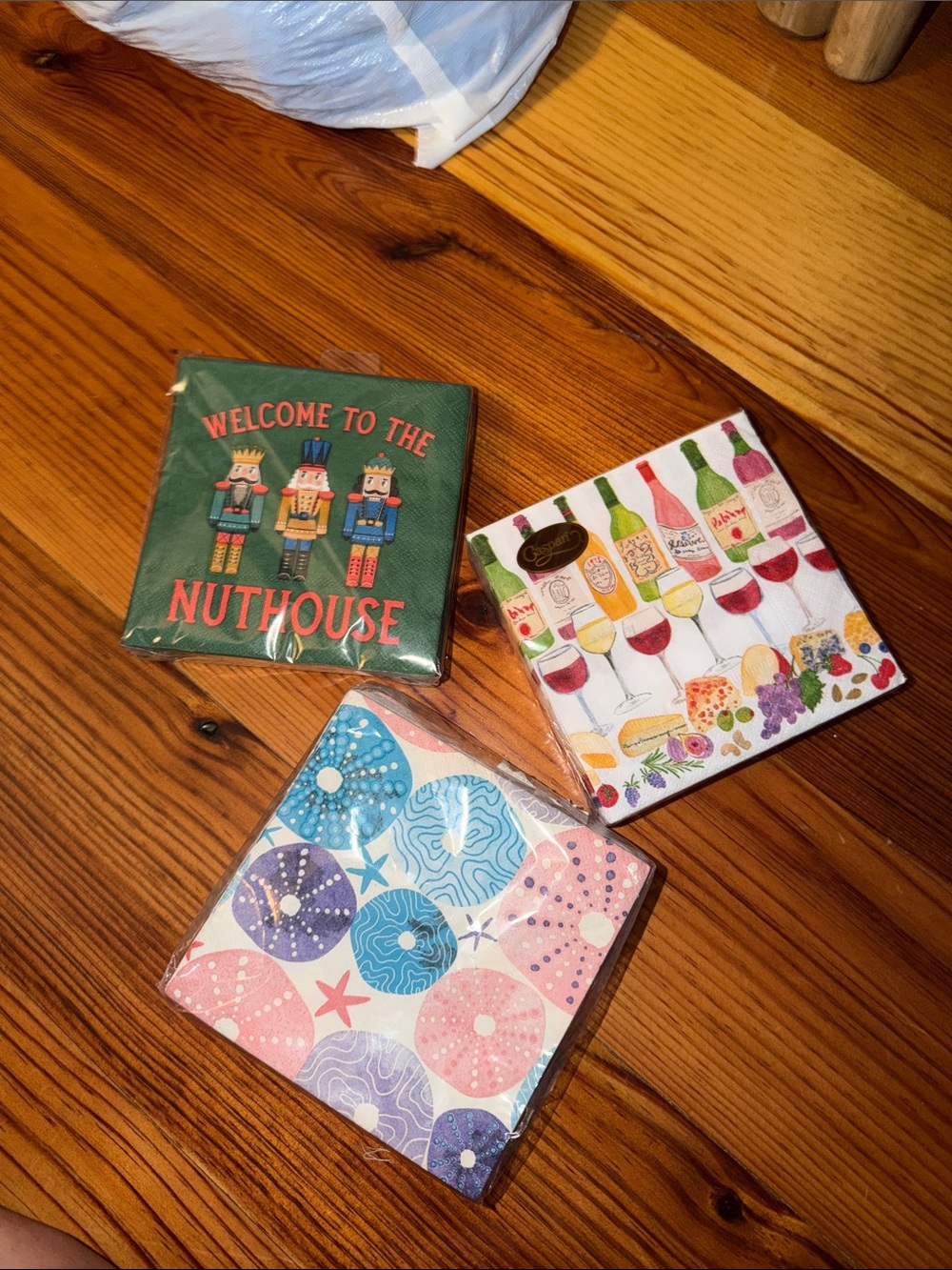 Assorted Decorative Paper Napkins - Nutcracker, Wine & Seashell Designs